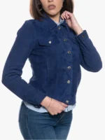 Women's Blue Suede Leather Jacket – Giusy Edition