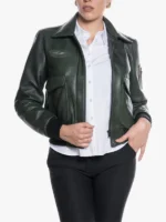 Women Pilot Green Bomber Jacket
