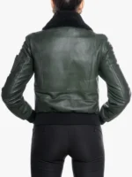 Pilot Green Jacket In Black Sheepskin Collar