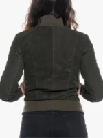 Green Women's Bomber Suede Zip-Up Jacket