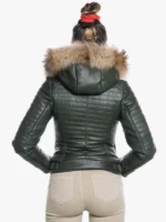 Women Lasmara Green Zipper Hooded Jacket