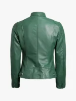 Green Cafe Racer Biker Jacket For Women