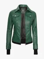Green Jacket For Women With Removable Hood