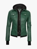 Green Removable Hood Jacket