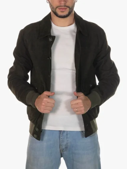 Green U03 Men's Bomber Shirt Style Jacket