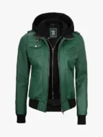 Hood Women's Green Bomber Jacket