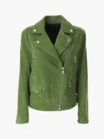 Karl Lagerfeld Green Zipper Leather Jacket