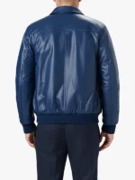 Shirt Style Collar Bomber Blue Jacket