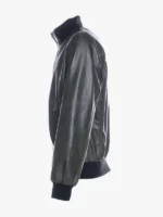 Men Leather Olive Bomber Jacket