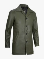 Men's 34 Length Green Leather Coat