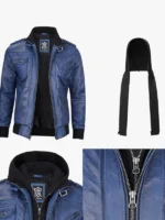 Blue Bomber Men's Jacket with Hood