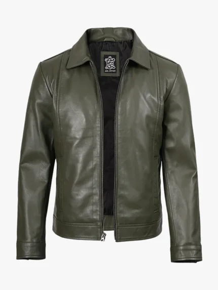 Men's Classic Shirt Collar Leather Jacket