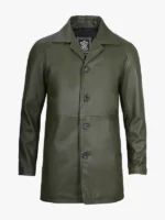 Men's Olive Green 34 Length Leather Coat