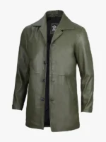 Men's Olive Green Leather Coat