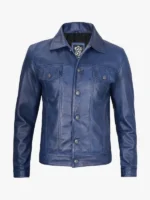 Real Lambskin Leather Waxed Trucker Jacket