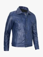 Men's Real Lambskin Leather Waxed Trucker Jacket