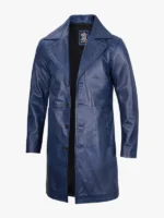 Men's Blue Leather Car Coat