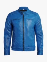 Mens Real Leather Distressed Cafe Racer Jacket