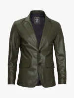 Mens Two Button Leather Blazer