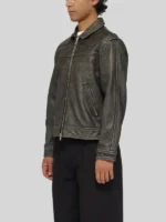 Mutimer Distressed Grey Leather Jacket