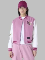 New Era LA Dodgers Floral Pink Varsity Jacket