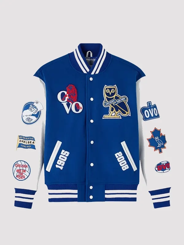 OVO x Chelsea Football Club Varsity Jacket OVO x Chelsea Football Club Varsity Jacket
