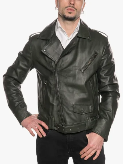Olive Green Three Pockets Mens Jacket