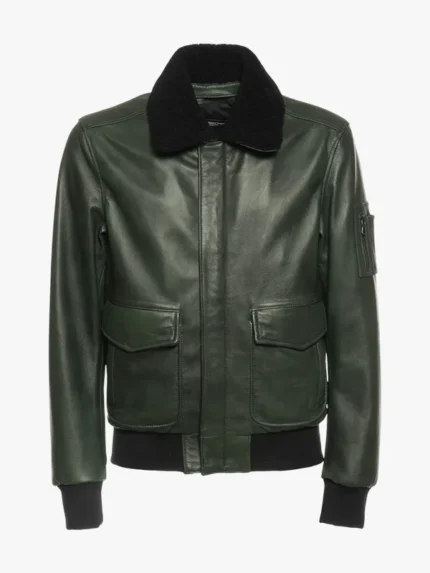 Pilota Green Jacket With Black Shearling Collar