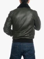 Pilota Green Jacket With Black Shearling Collar For Men