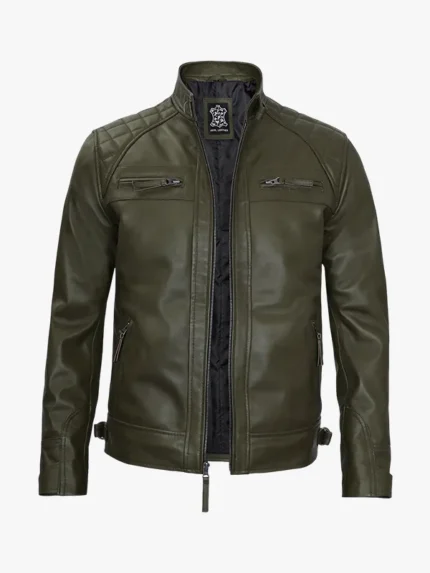 Quilted Shoulder Green Jacket