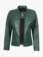 Real Green Biker Jacket For Women