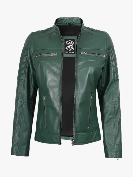 Real Green Biker Jacket For Women