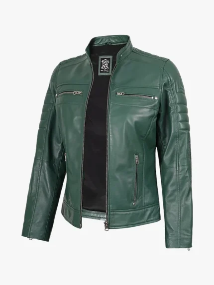 Real Green Biker Jacket Women