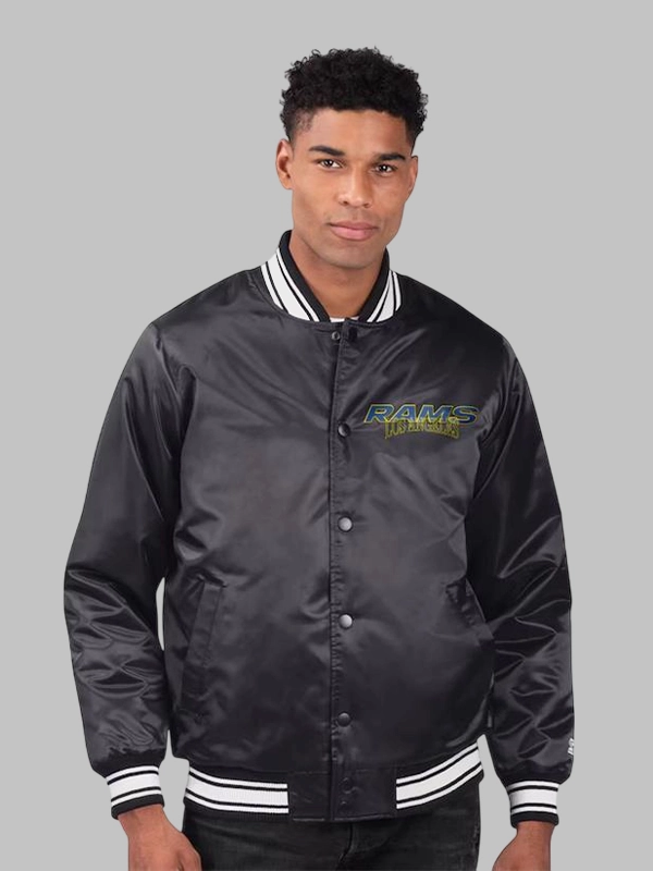 Starter Los Angeles Rams Royal & Sol Varsity Jacket Starter Los Angeles Rams Royal & Sol Varsity Jacket