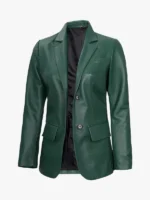 Two Button Green Blazer For Women