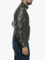U09 Men's Genuine Leather Jacket Olive Green