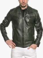 Uo6 Men's Green Snap-Tab Jacket