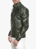 Uo6 Men's Olive Green Snap-Tab Collor Jacket