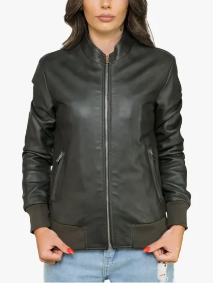 Vittoria Women's Green Bomber Zip-Up Jacket 