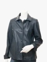 Women's Navy Blue Real Leather Jacket