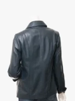 Cusseta Classic Women's Leather Biker Jacket in Navy