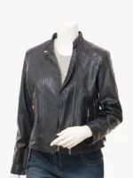 Dora Women's Navy Blue Biker Jacket