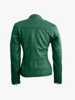 Women Green Quilted Leather Jacket