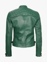 Women Lambskin Green Biker Jacket