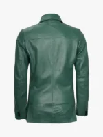 Women Two Button Green Asymmetrical Blazer