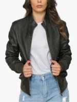 Women Vittoria Green Bomber Jacket 