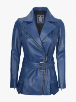 Women's Asymmetrical Blue Moto Jacket