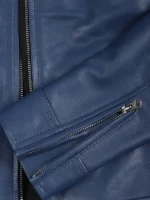 Women Biker Jacket blue Leather