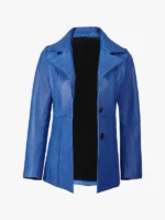 Women's Blue Waxed Leather Coat