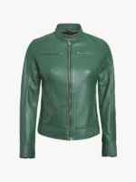 Womens Cafe Racer Biker green Jacket